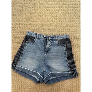 PINKO Denim Jean Shorts with Tweed Detailing